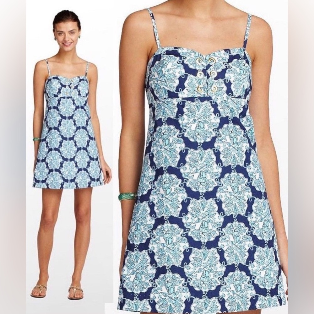 Lilly Pulitzer Rilee Hey Sailor printed lace-up dress size 14
